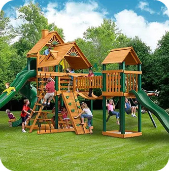 A group of people playing on the playground.